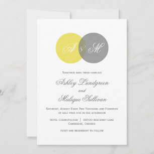 Faire-part de mariage de monogrammes Jaunes et Gri