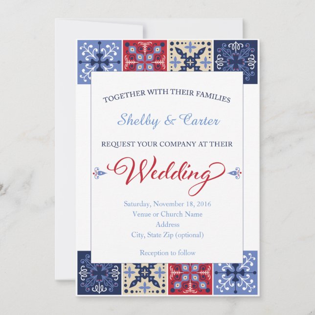 Faire-part de mariage de mosaïque de Talavera (Devant)