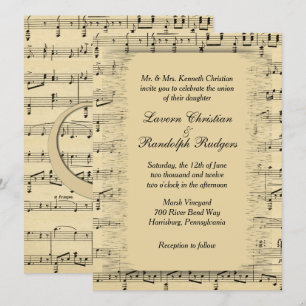 Faire-part de mariage de musique classique en feui