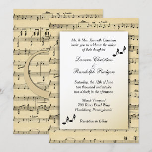 Faire-part de mariage de musique feuille