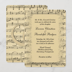 Faire-part de mariage de musique feuille