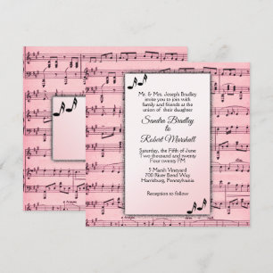 Faire-part de mariage de musique rose