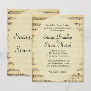 Faire-part de mariage de musique vintage