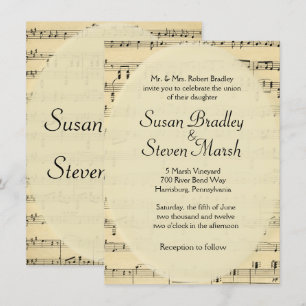 Faire-part de mariage de musique vintage