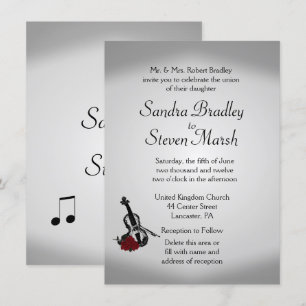Faire-part de mariage de musique violon