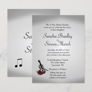 Faire-part de mariage de musique violon