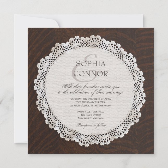 Faire-part de mariage de napperon de dentelle (Devant)