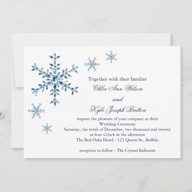 Faire-part de mariage de neige d'hiver Icy (Devant)