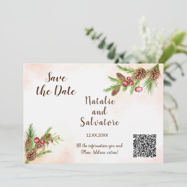 Faire-part de mariage de Noël (Debout devant)