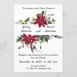 Faire-part de mariage de Noël à Poinsettia