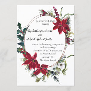 Faire-part de mariage de Noël avec Poinsettia