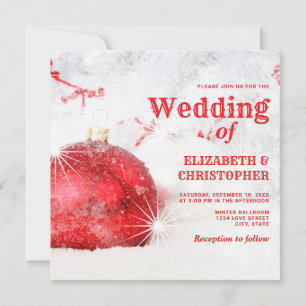 Faire-part de mariage de Noël couvert de neige