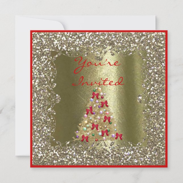 Faire-part de mariage de Noël cristal doré scintil (Devant)