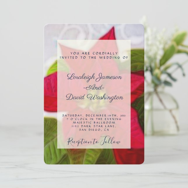 Faire-part de mariage de Noël de Poinsettia (Debout devant)
