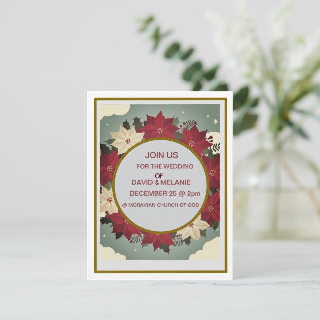 Faire-part de mariage de Noël personnalisable (Debout devant)