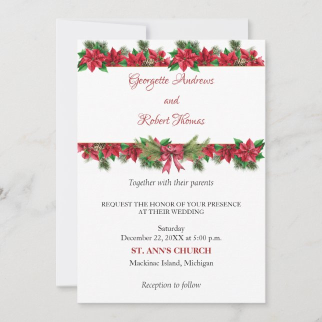 Faire-part de mariage de Noël rustique (Devant)
