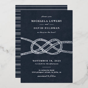 Faire-part de mariage de noeud illustrée - Marine