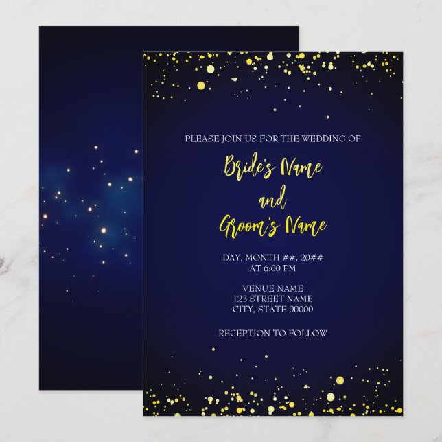 Faire-part de mariage de nuit magique étoilée (Devant / Derrière)