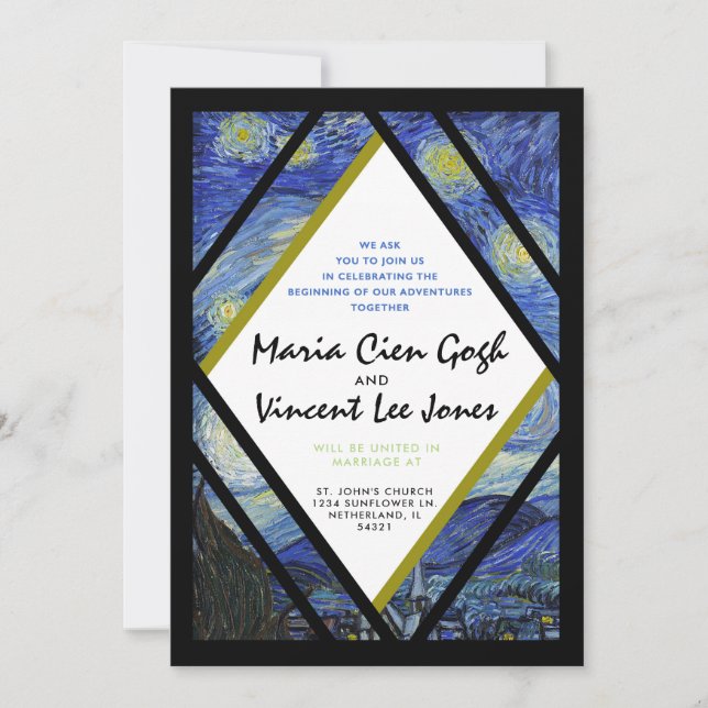 Faire-part de mariage de nuit Van Gogh Starry (Devant)