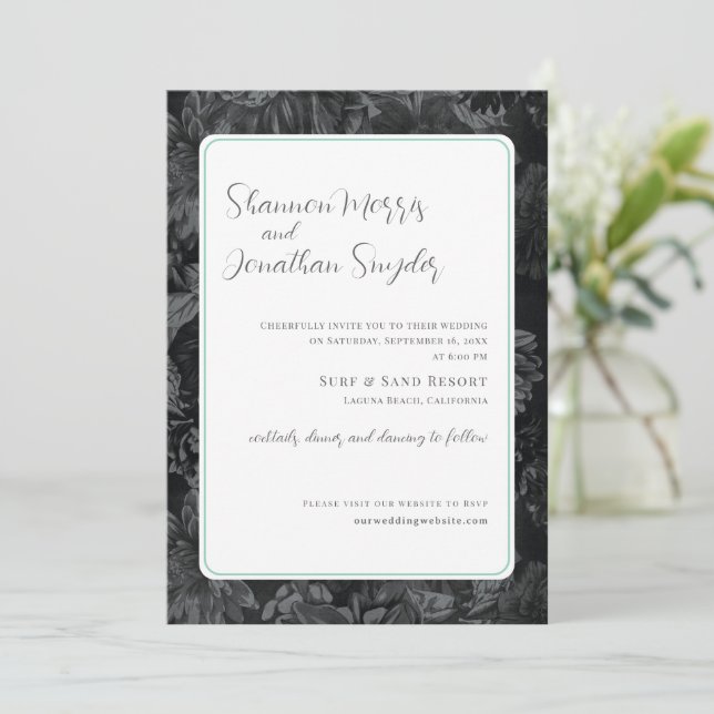 Faire-part de mariage de papier peint floral moder (Debout devant)