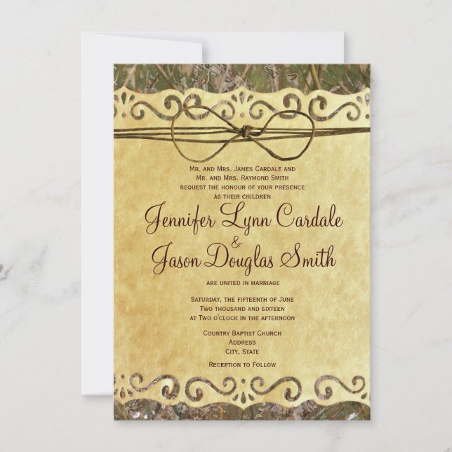 Faire-part de mariage de papier Vintage pour la ch (Devant)
