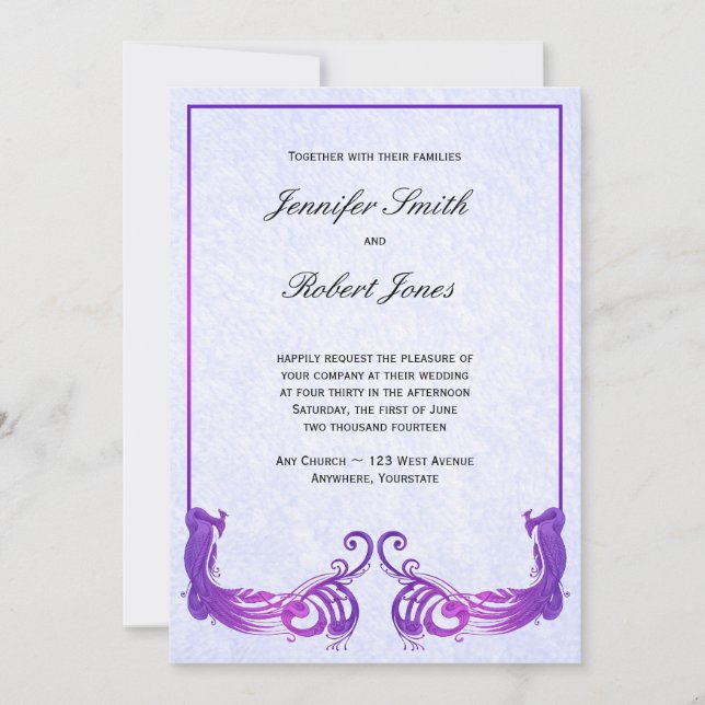 Faire-part de mariage de paquetage Vintage pourpre (Devant)