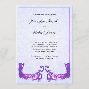 Faire-part de mariage de paquetage Vintage pourpre