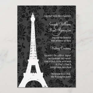 Faire-part de mariage de Paris de damassé (noir)