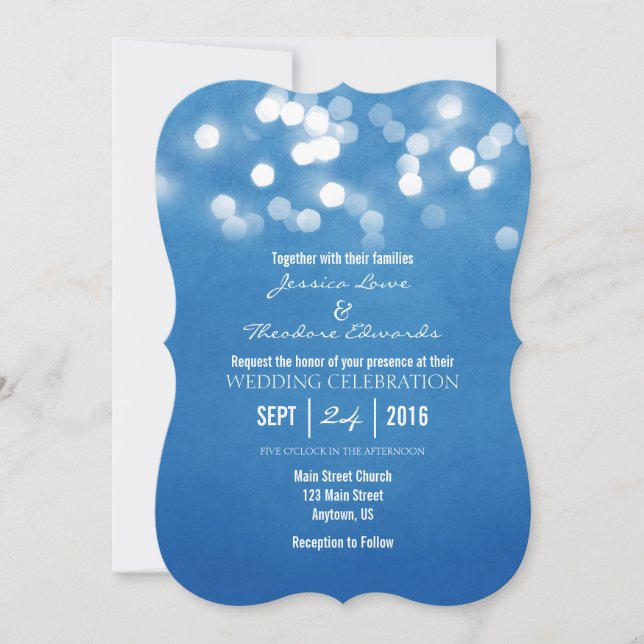 Faire-part de mariage de Parties scintillant Blue  (Devant)