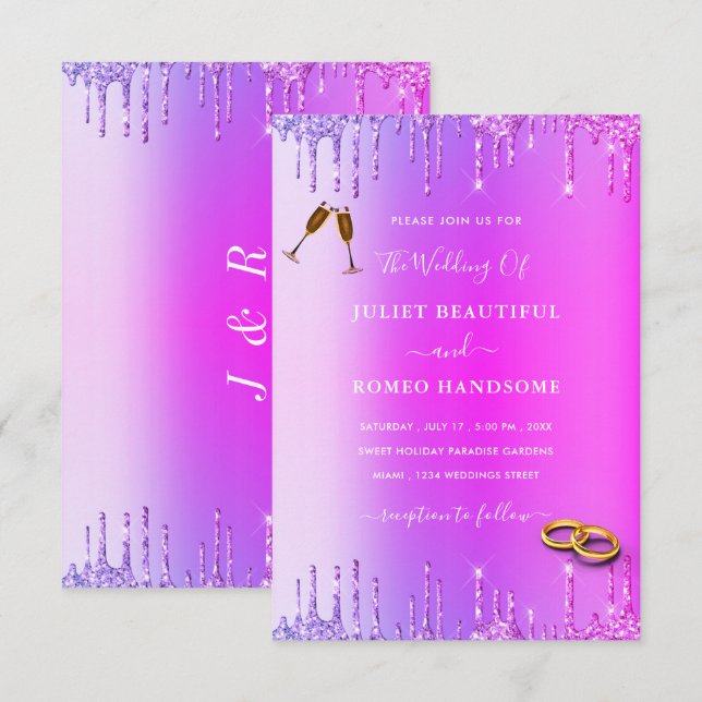 Faire-part de mariage de Parties scintillant de Ne (Devant / Derrière)