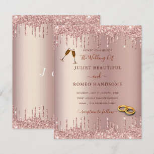 Faire-part de mariage de Parties scintillant rose 