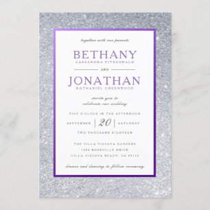 Faire-part de mariage de Parties scintillant viole