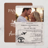 Faire-part de mariage de passeport Australie Brown