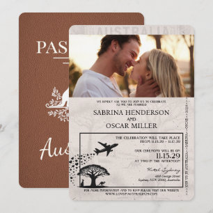 Faire-part de mariage de passeport Australie Brown