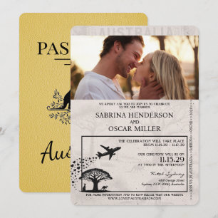 Faire-part de mariage de passeport australien jaun
