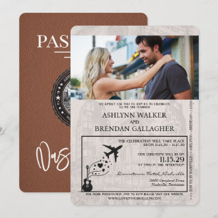 Faire-part de mariage de passeport Brown Nashville
