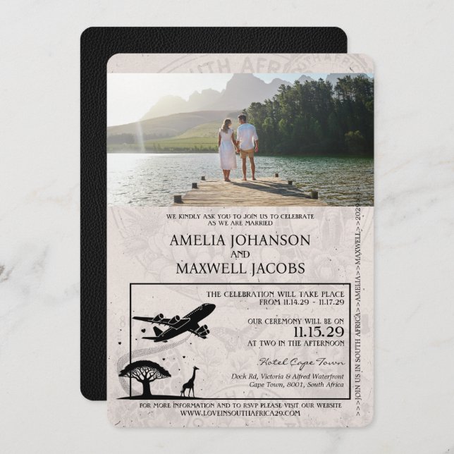 Faire-part de mariage de passeport Champagne Afriq (Devant / Derrière)