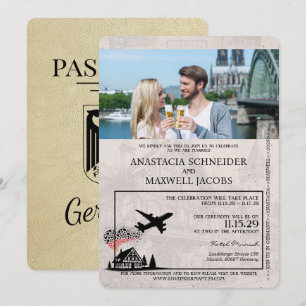 Faire-part de mariage de passeport Champagne Allem