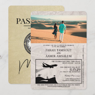 Faire-part de mariage de passeport Champagne Maroc