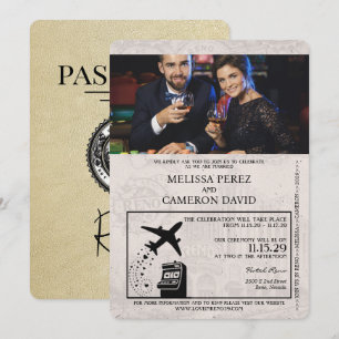 Faire-part de mariage de passeport Champagne Reno