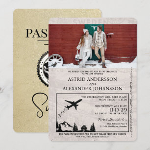 Faire-part de mariage de passeport Champagne Suède
