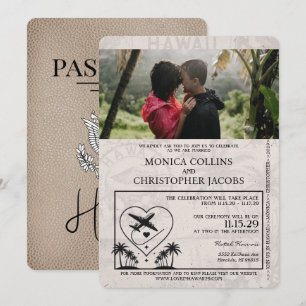 Faire-part de mariage de passeport de Beige Hawaii