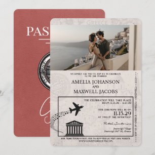 Faire-part de mariage de passeport de la Grèce en