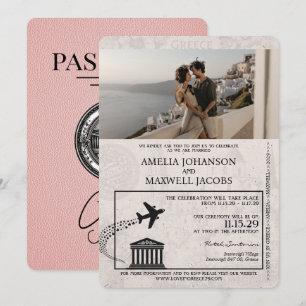 Faire-part de mariage de passeport de la Grèce ros