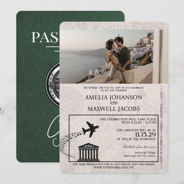 Faire-part de mariage de passeport de la Grèce ver (Devant / Derrière)