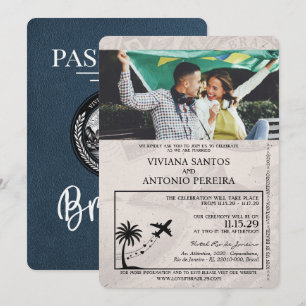 Faire-part de mariage de passeport de la Marine Bl