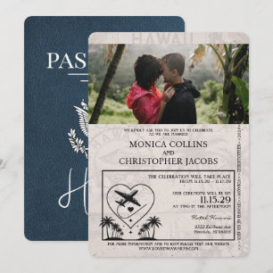 Faire-part de mariage de passeport de la Marine Bl