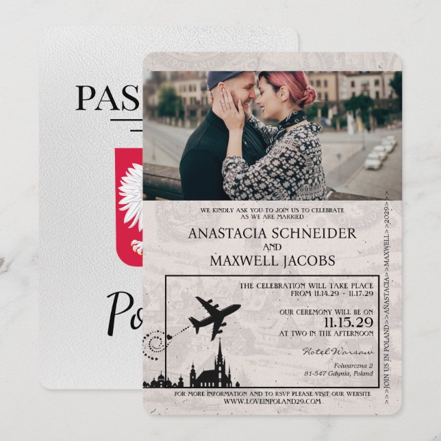 Faire-part de mariage de passeport de la Pologne b (Devant / Derrière)