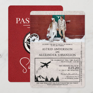 Faire-part de mariage de passeport de la Suède rou
