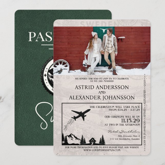 Faire-part de mariage de passeport de la Suède ver (Devant / Derrière)